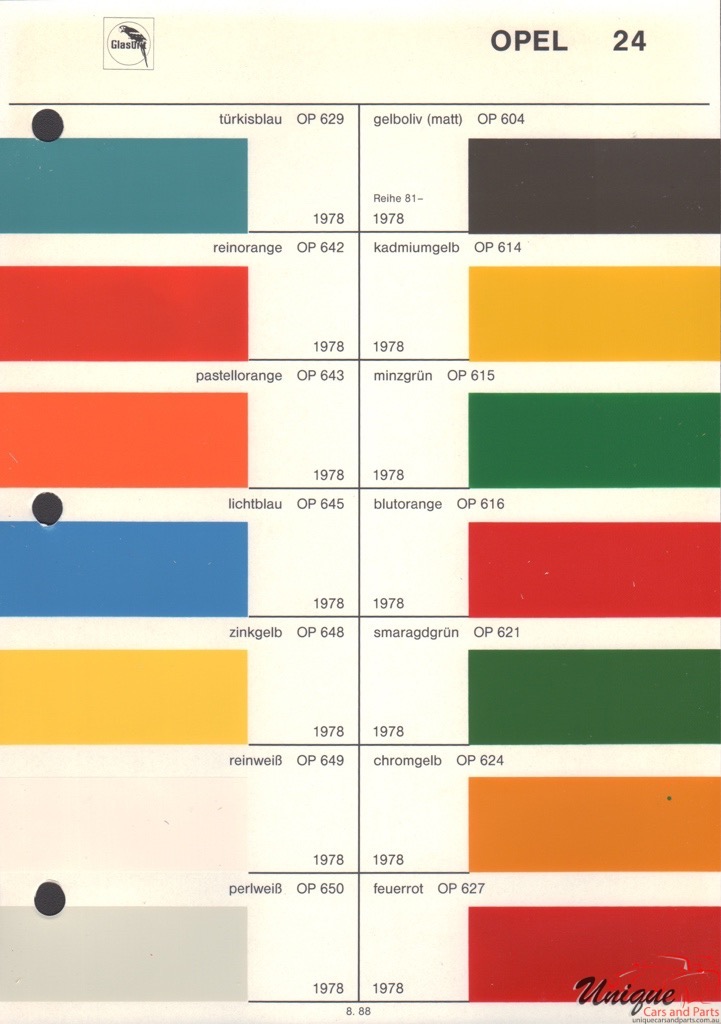 1978 Opel Paint Charts Glasurit 2